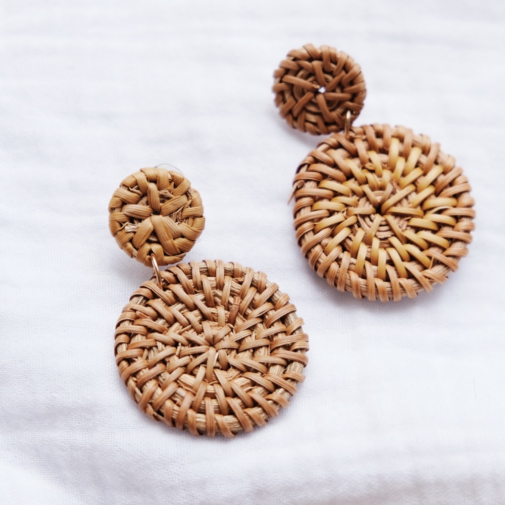 "Ashley" Rattan Earrings - Picture 5 of 5